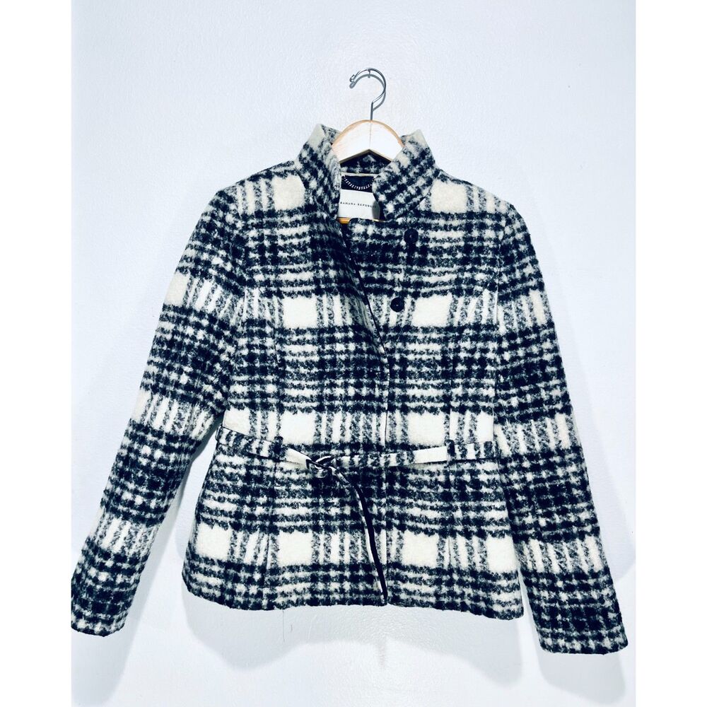 Banana Republic wool jacket italian fabric plaid preppy accademia women L
